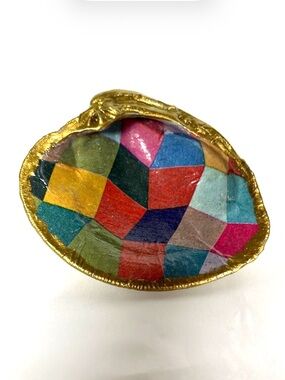Hand Crafted Colorful Patchwork Decorative Trinket Dish , Shell